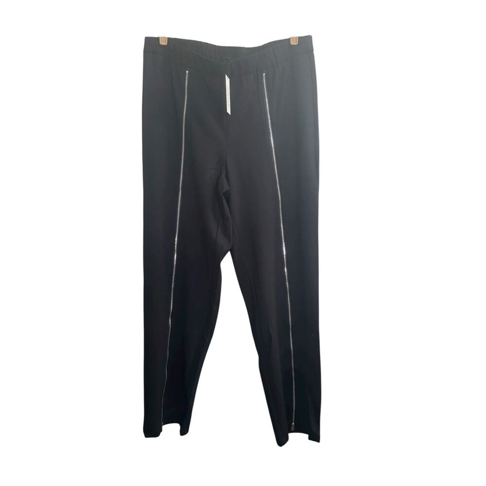 NWT Eloquii Plus Size 18 Black Ponte Pants Pull-On Zippers Front Legs #5568